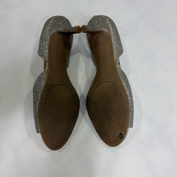 Bandolino Gold Sparkle Kitten Heel Pumps Peep Toe Women's 7.5 M Dress Shoes - Picture 13 of 14